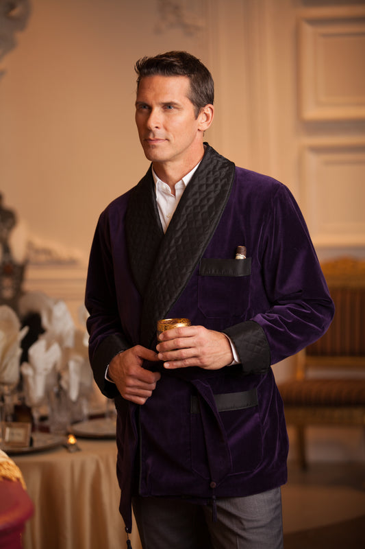 Velvet Smoking Jacket - Purple Merlot
