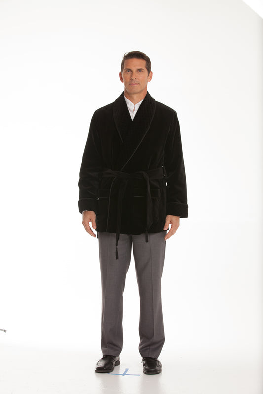Velvet Smoking Jacket - Black