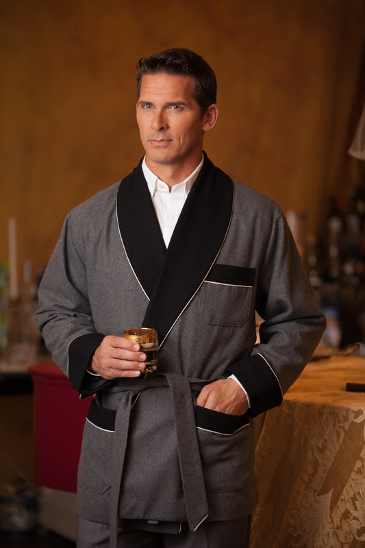 Gray wool Smoking Jacket