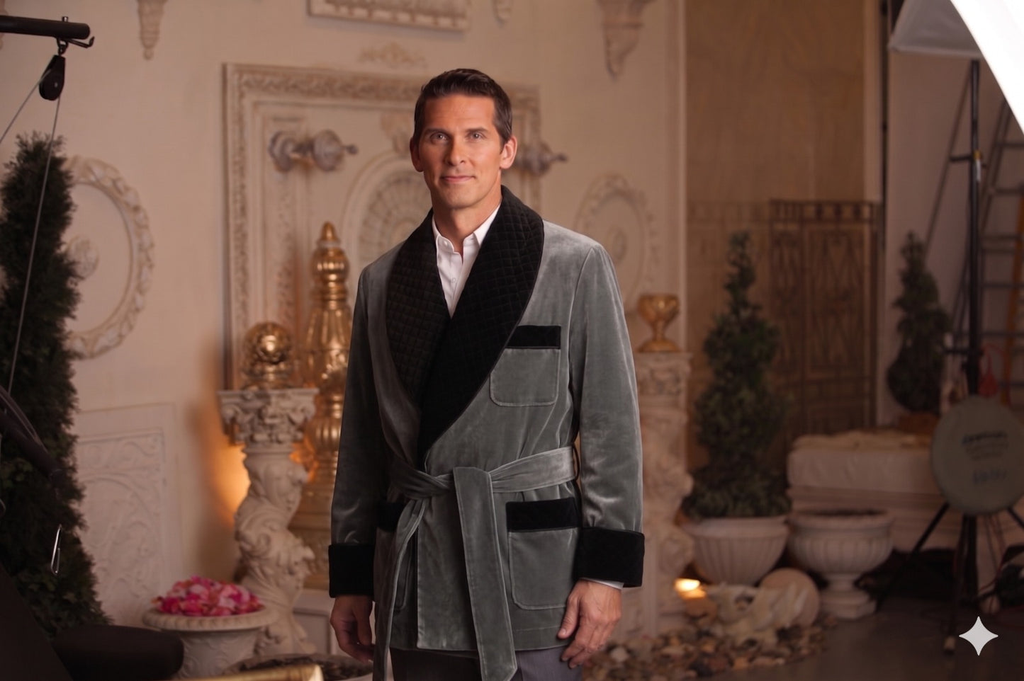 Velvet Smoking Jacket - Gary with Black