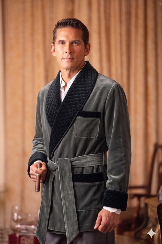 Velvet Smoking Jacket - Gary with Black