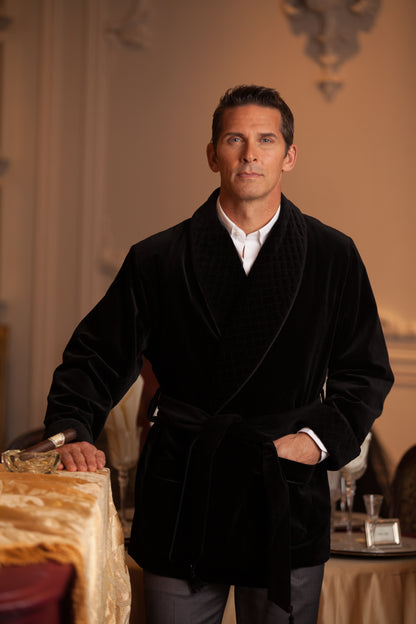 Velvet Smoking Jacket - Black
