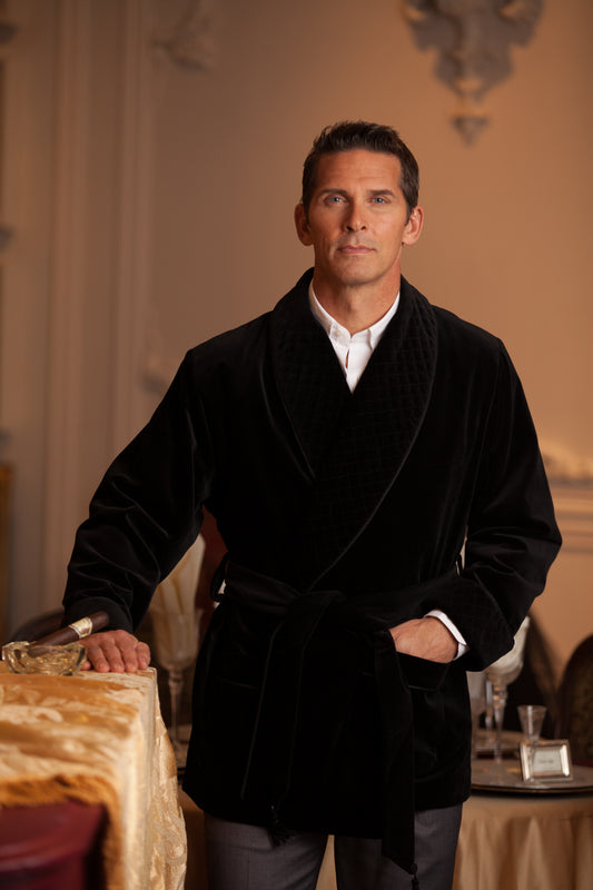 Velvet Smoking Jacket - Black