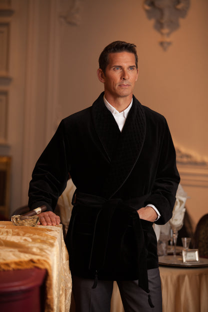 Velvet Smoking Jacket - Black