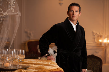 Velvet Smoking Jacket - Black