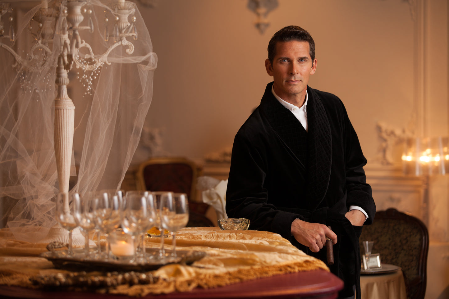 Velvet Smoking Jacket - Black