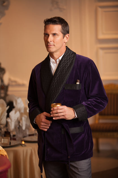 Velvet Smoking Jacket - Purple Merlot