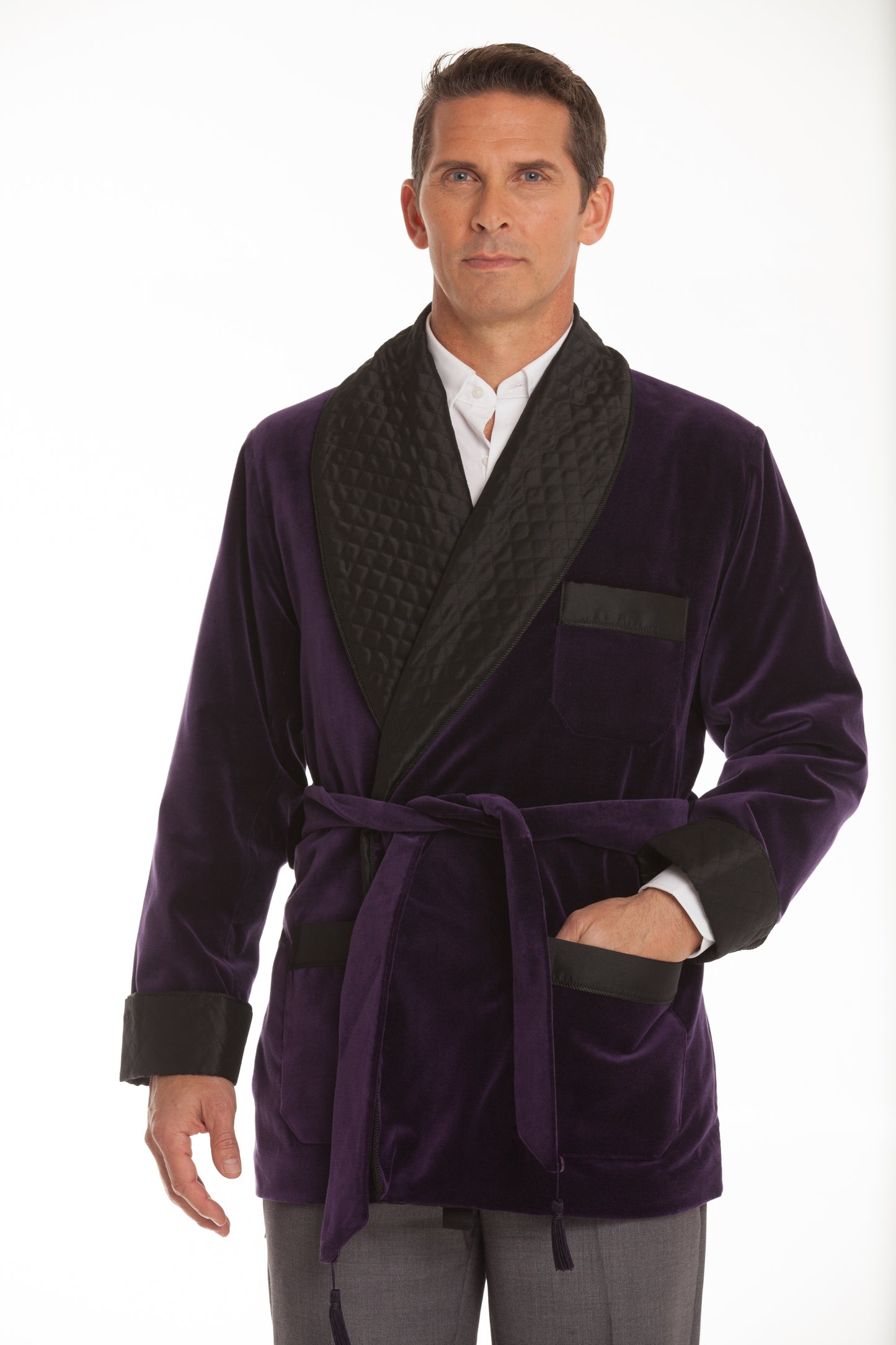 Velvet Smoking Jacket - Purple Merlot