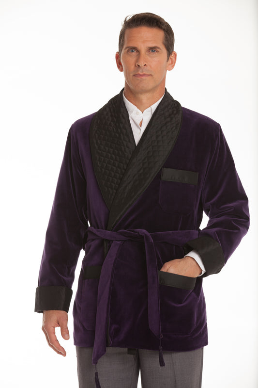 Velvet Smoking Jacket - Purple Merlot