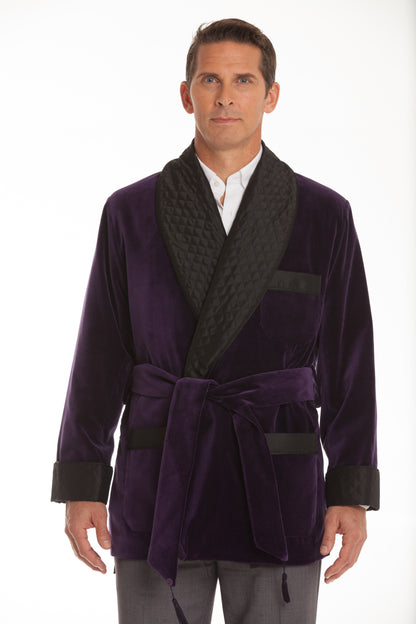 Velvet Smoking Jacket - Purple Merlot