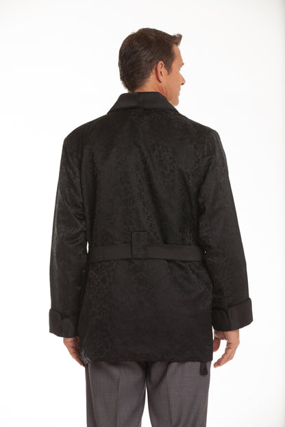 Satin Smoking Jacket – Brocade Black
