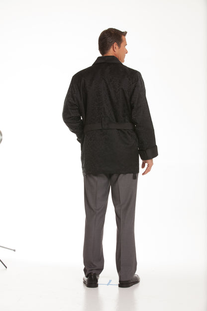 Satin Smoking Jacket – Brocade Black