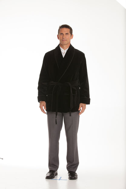 Velvet Smoking Jacket - Black