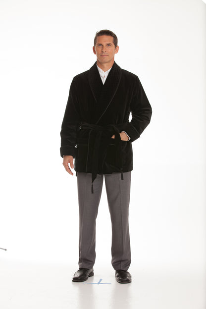 Velvet Smoking Jacket - Black