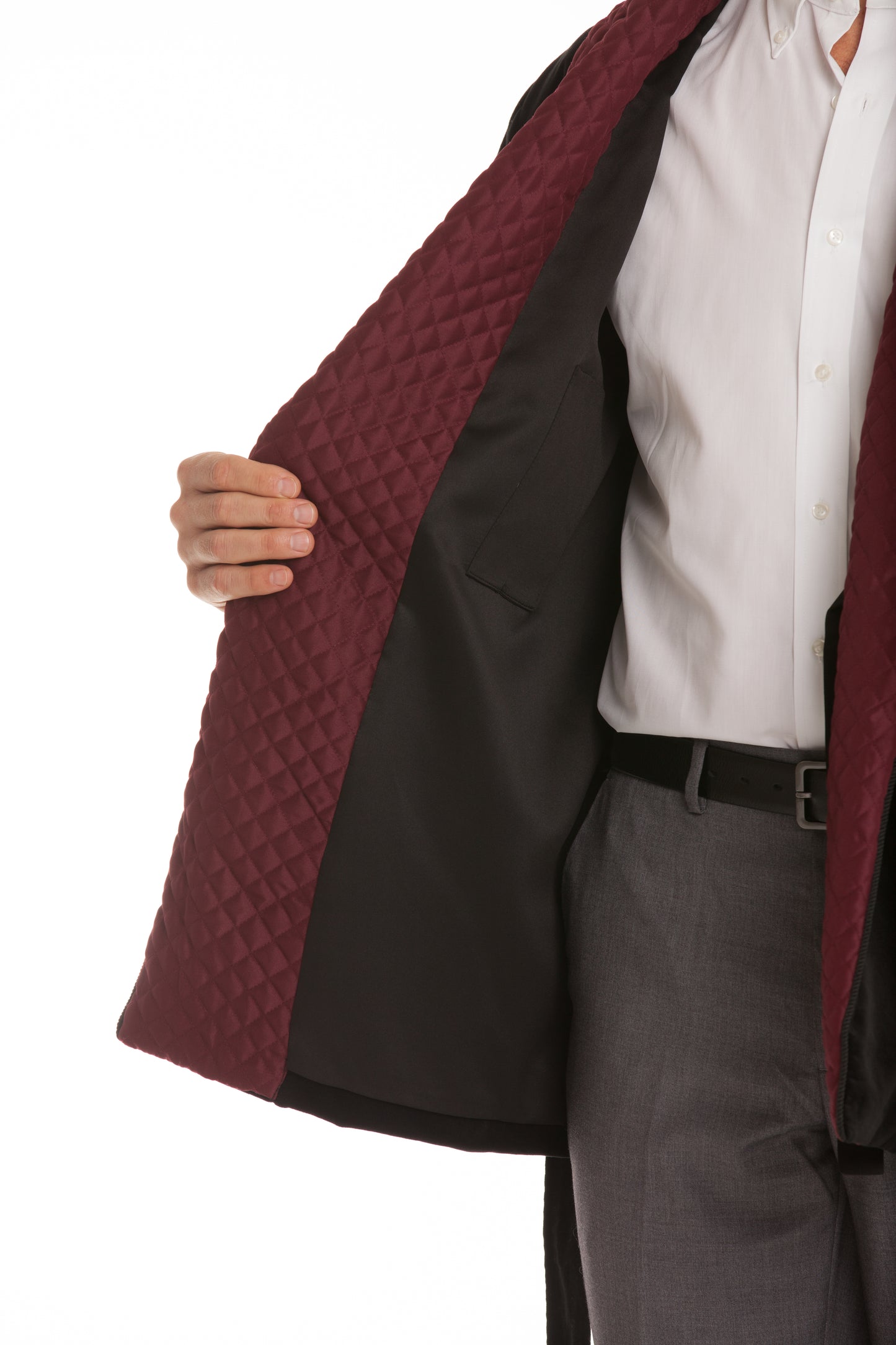 Velvet Smoking Jacket - Black with Burgundy  Collar