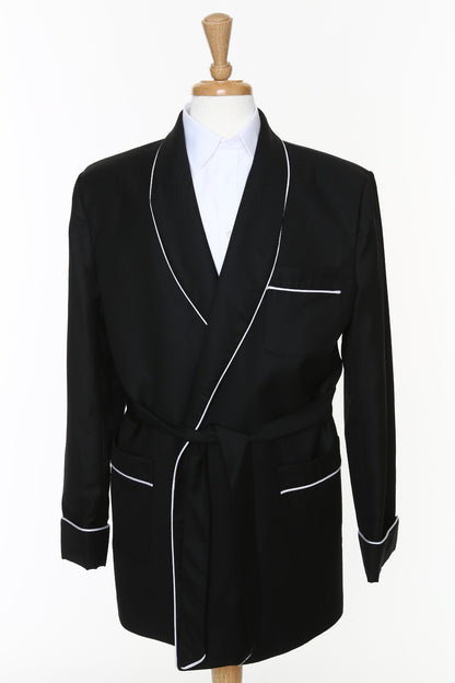 Wool Smoking Jacket - Black