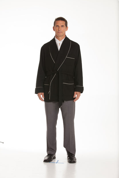 Wool Smoking Jacket - Black