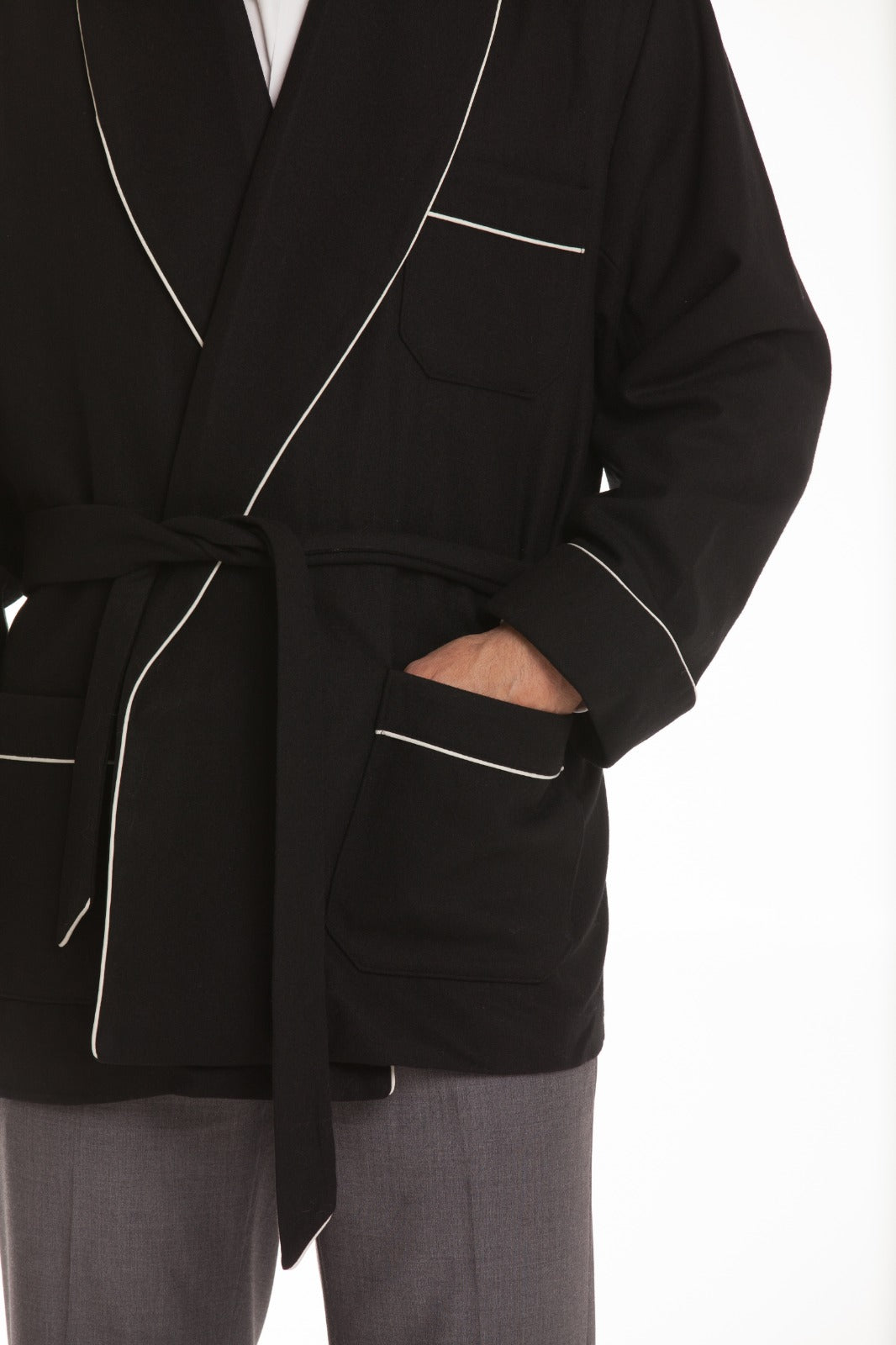 Wool Smoking Jacket - Black