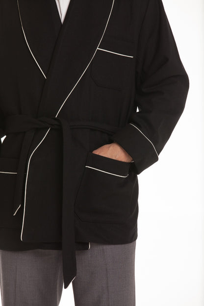 Wool Smoking Jacket - Black