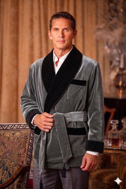 Velvet Smoking Jacket - Gary with Black