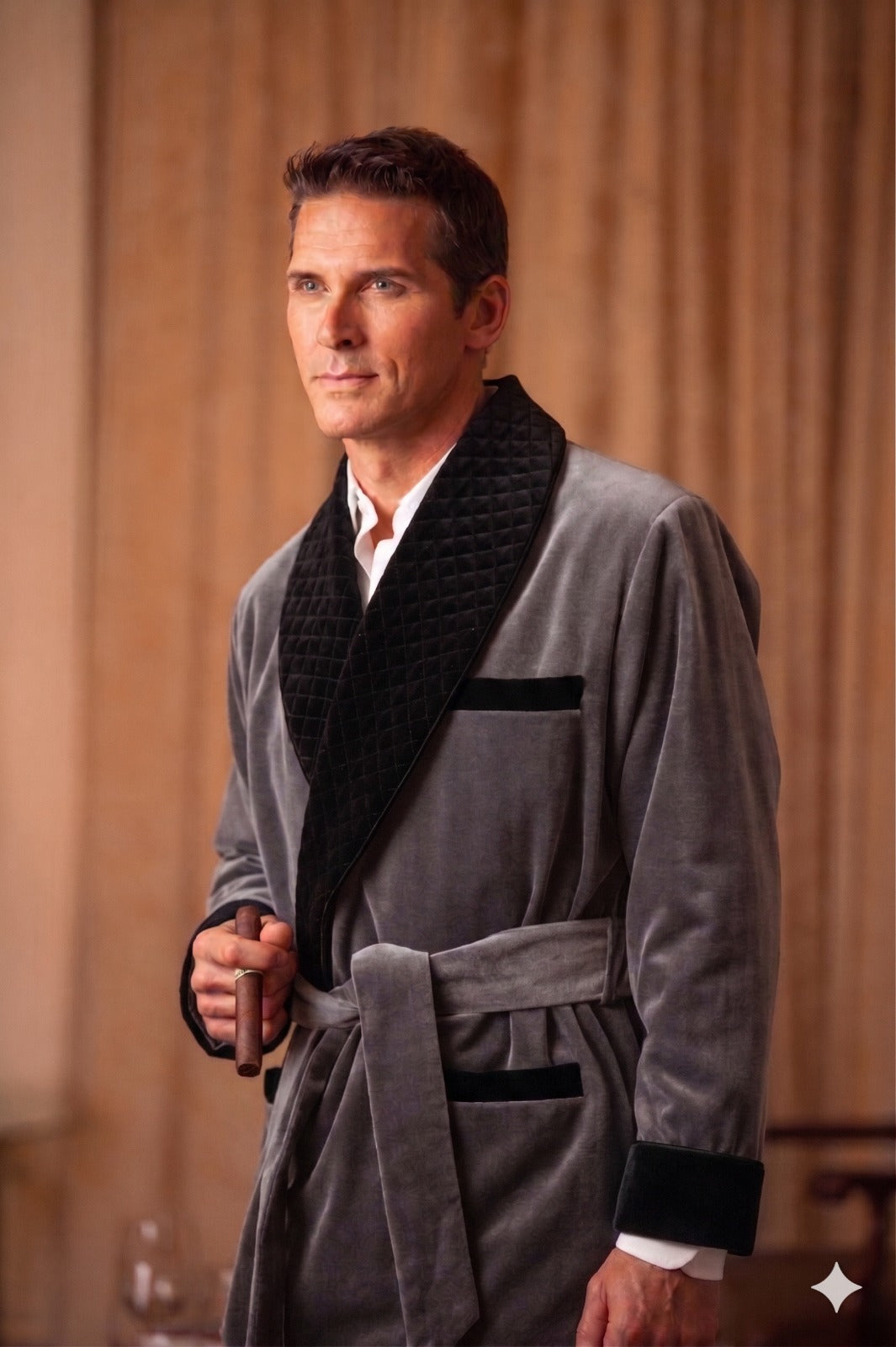 Velvet Smoking Jacket - Gary with Black