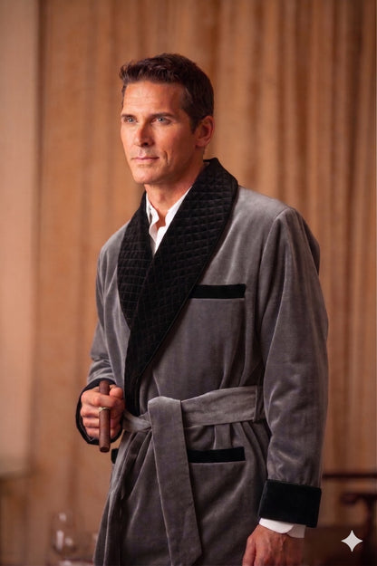 Velvet Smoking Jacket - Gary with Black