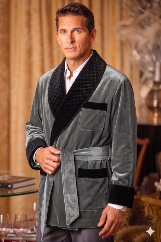 Velvet Smoking Jacket - Gary with Black